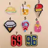 Atacado do Fabricante Emblemas Bordados Transfronteiriços Emblemas Bordados por Computador Patches de Decoração para Roupas Digitais Hambúrguer Bebida Patches Aplique Patches