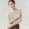 100% de doble hilo, engrosado, otoño/invierno, cuello medio alto, ajuste ceñido para mujer, manga larga, ajustado al cuerpo, suéter de punto