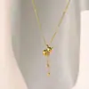 Moda Nuevo Collar de Transferencia de Calabaza para Mujer con Borlas, Acero de Titanio, Oro de 18K que No se Desvanece, Diseño de Nicho Versátil de Moda