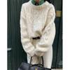 Suéter de Tricô Pulôver Manga Longa Soltinho Slim Gola Redonda Estilo Preguiçoso Novo Estilo Outono e Inverno Dongdaemun da Coreia do Sul para Mulheres