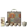 Conjunto de Chá Kung Fu Cerâmico Apsaras Voadoras de Dunhuang, Bandeja de Chá Portátil para Viagem Caixa de Presente, Evento Corporativo e Lembrança Empresarial
