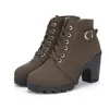 Otoño e Invierno Nuevas Botas Europeas y Americanas de Exportación Talla Grande 42 Cordones Delanteros Plataforma Suela Gruesa Botines Cortos Fabricante Listos para Enviar Negro Mujer
