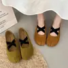 Zapatos de ballet retro con tiras cruzadas, estilo Mary Jane, zapatos planos poco profundos para mujer con suela blanda de 3 cm, con aumento interno de altura y punta redonda