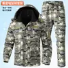 Atacado Outono e Inverno Veludo Plus Conjunto Fino para Exterior Proteção do Trabalho Roupa de Trabalho Impermeável à Prova de Vento Elástico Oficina Roupas de Proteção