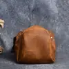 Bolsa de Ombro Masculina em Couro Crazy Horse Retrô Bolsa de Couro Genuíno Bolsa Mensageiro de Ombro em Couro de Vaca de Primeira Camada Bolsa Casual Simples Feminina