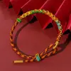 Pulsera tejida a mano de Xizang con Nudo de Flor de Melocotón de la Fortuna de Cinco Vías, Cuerda Multicolor Estilo Étnico, Pulsera de Cuerda Roja de la Montaña Wutai