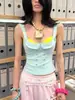 Colete de Moda Multicor de Verão Slim-Fit Estilo de Rua Ins Nicho Personalidade Europeia e Americana Versátil Design Streetwear Novo Top
