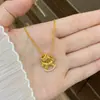 Moderna y Exquisita Versátil Micro-Incustada Circonita Corazón Carrusel Moneda Collar Lujo Ligero Nicho Gama Alta Cadena Clavícula