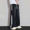 Pantalones casuales grises de primavera 2025 para hombre, holgados, rectos, de pierna ancha, de marca de moda, pantalones largos que combinan con todo para hombre.