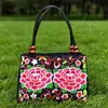 Bolsas Bordadas Estilo Étnico de Yunnan Atacado, Bolsa de Mão com Zíper de Camada Dupla e Contas de Madeira, Bolsa Bordada de Camada Dupla, Bolsa de Mão Bordada