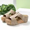 Verano 2025 Nuevo Comercio Exterior Transfronterizo Plataforma Gruesa Cuña Boca de Pez Cierre Frontal Talla Grande Mujer Remache Puntera Abierta Zapatillas Mujer