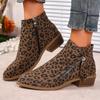 Botines Chelsea de Animal Print Leopardo para Tallas Grandes, Nuevos de Otoño en Gamuza con Tacón Grueso, Cierre Lateral, Botines Cortos de Moda Versátiles