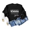 Suéter holgado con estampado de letras sencillas para mujer, moda casual de comercio exterior de Amazon, ADVERTENCIA PARA CHICAS