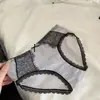 Ropa Interior Fina Sexy Transpirable de Seda de Hielo para Verano para Mujer de Cintura Baja con Ribete de Encaje Braguitas Triangulares Juveniles Levanta Glúteos para Mujer
