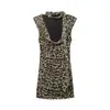 Vestido Elegante de Moda 2026 Estilo Europeo y Americano Transfronterizo para Mujer al por Mayor Sexy con Estampado Animal Plisado 7849400