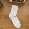 Meias de Renda Bolha Brancas, Estilo Fino com Laço, Meias Respiráveis de Malha Meia-Panturrilha, Estilo Miu Estilo College Meias Largas