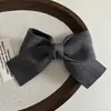 Presilha de Cabelo com Laço Listrado Vintage da Coreia do Sul Moda Personalidade de Alto Padrão Presilha de Cabelo Boca de Sapo para Parte de Trás da Cabeça Acessório de Cabelo Versátil