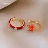 Anillo Geométrico Abierto de Hoja de Arce con Circonita Estilo Vintage Retro, Anillo de Dedo Índice de Lujo Ligero de Gama Alta, Joyería de Moda y Exquisita para Mujeres