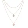 Joyería Transfronteriza Europea y Americana Pieza de Cobre Personalizada Piezas Redondas Grandes y Pequeñas Collar con Colgante Apilado Multicapa Venta al por Mayor en Stock