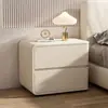 Mesa de cabeceira estilo creme, luxo leve, tamanho pequeno, madeira maciça e couro, quarto de alto padrão, sem necessidade de instalação, armário de armazenamento minimalista