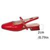Zapatos de Ballet Slingback de Charol de Cereza para Mujer, Nuevos, Cuadrados, Mary Janes, Boca Baja Francesa, de una Sola Correa en la Punta