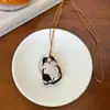 Bolsa para Óculos Triângulo de Couro Estampa de Leopardo Colar com Corda de Couro Corrente de Suéter Retro Estilo Maillard Colar Estilo Europeu e Americano
