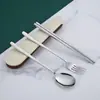 Estilo de Cintura Delgado de Moda Cuchara, Tenedor y Palillos Juego de Cubiertos de Acero Inoxidable 316 Juego Portátil de Tres Piezas para Estudiantes Viaje Regalo Cubiertos