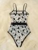 Lingerie sexy suprimento transfronteiriço comércio exterior europeu e americano sexy alça única feminina estampada fábrica atacado