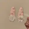 Pinza para el pelo de flor de felpa rosa, pinza para flequillo, pinza lateral, pinza romántica francesa, accesorios para el pelo dulces y versátiles para mujer, otoño e invierno
