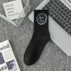 Calcetines de talla grande transfronterizos, calcetines de algodón de moda para hombre, medias de color sólido en blanco y negro, calcetines de baloncesto de primavera y verano para mujer, al por mayor