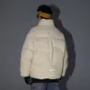 Jaqueta de Algodão Retro Americana com Gola Alta para Homens, Tendência de Inverno Marca Jaqueta Puffer Acolchoada com Bainha Ajustável, Casaco de Algodão Resistente à Água
