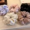 Goma para el pelo de malla de doble capa coreana con tacto de alta gama, Scrunchie de organza con pedrería para peinados de moño, Nuevo accesorio para el cabello