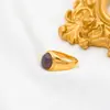 Anillo de Moda Simple Hip-hop Ágata Estilo Frío Sencillo 2022 Niche ins Retro Acero de Titanio Chapado en Oro de 18K para Mujer
