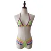 Lencería Sexual Transfronteriza para Mujer Pijamas Sexys ebay AliExpress Conjunto de Bikini Mini Arcoíris