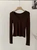 Omalai Gola V Cor Sólida Slim Fit Manga Longa Camiseta Base Nova Chegada Primavera 6228