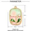 Estilo Pintura al Óleo Jardín de Monet Acero de Titanio Accesorios para Pendientes DIY Mujeres Mariposas Flores Joyería de Acero Inoxidable Colgante de Collar
