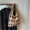 Bolsa de Palha Praia Listras Pretas 2025 Nova Casual Verão Bolsa de Ombro Moda Bolsa Tote Versátil Mochila Feminina