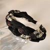 Diadema a cuadros retro de moda para mujer, para otoño e invierno, elegante, gruesa, con pinza para el pelo prensada y antideslizante