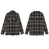 Marca de Moda Nacional Pareja Moda Americana Holgada Camisa Chaqueta con Borde Deshilachado Bordada Destrucción Chaqueta a Cuadros para Hombre