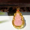 Cabaça de Jade Rosa 2025 Nova Chinoiserie Nicho Luxo Acessível High-End Corrente para Clavícula Pingente de Ágata 8004