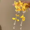 Pendientes de Flor Amarilla con Atmósfera de Primavera y Verano, Únicos y Exagerados, de Alta Gama, Modernos, Elegantes, con Borlas Frescas y con Estilo para Mujer