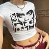 Estilo Europeu e Americano Verão 2022 Nova T-shirt Feminina Gola Redonda Manga Curta Estampada com Letras Curta na Altura do Umbigo Slim-fit Spice Girl para Mulheres