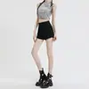 Shorts pretos femininos de verão, cintura alta, justos, estilo coreano, para baixinhas, projetados para evitar exposição, perfeitos para usar por baixo de saias ou sozinhos