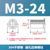 Tuerca remachable hexagonal de acero inoxidable en stock M3M4M5 con orificio pasante SOS-3.5M3/M4/304