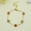 Pulsera de Acero Inoxidable con Diseño de Trébol de Cinco Hojas Transfronterizo Incrustada con Diamantes, Joyería de Pulsera de Acero de Titanio con Diseño de Nicho de Lujo Ligero