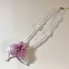 Collar de Perlas con Flores Dulces Rosas de Primavera para Mujer, Gargantilla de Temperamento Suave Retro, Pulsera Accesorio de Cadena para Clavícula