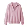 26 Novidade Outono/Inverno Suéter de Lã Escovada Lã Cashmere Seda Engrossado Gola POLO Estilo Old Money Suéter de Lã