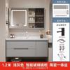 Gabinete de Baño Integrado de Cerámica de Roble Crema Lavabo Combinado Lavabo de Baño Lavabo