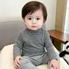 Camiseta básica de rayas para niños con cuello medio alto, estilo primavera y otoño, ropa para niños, camiseta de manga larga para niños y niñas, prenda interior para bebé