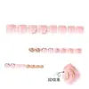Parches Desechables para Uñas de los Pies Estilo Francés de Venta Caliente Transfronteriza con Brillo Completo de Diamante y Perla para Uñas